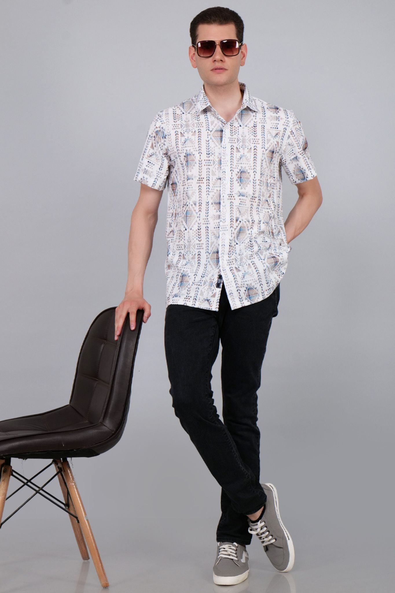 Kaleidoscopic Printed Half Sleeve Shirt