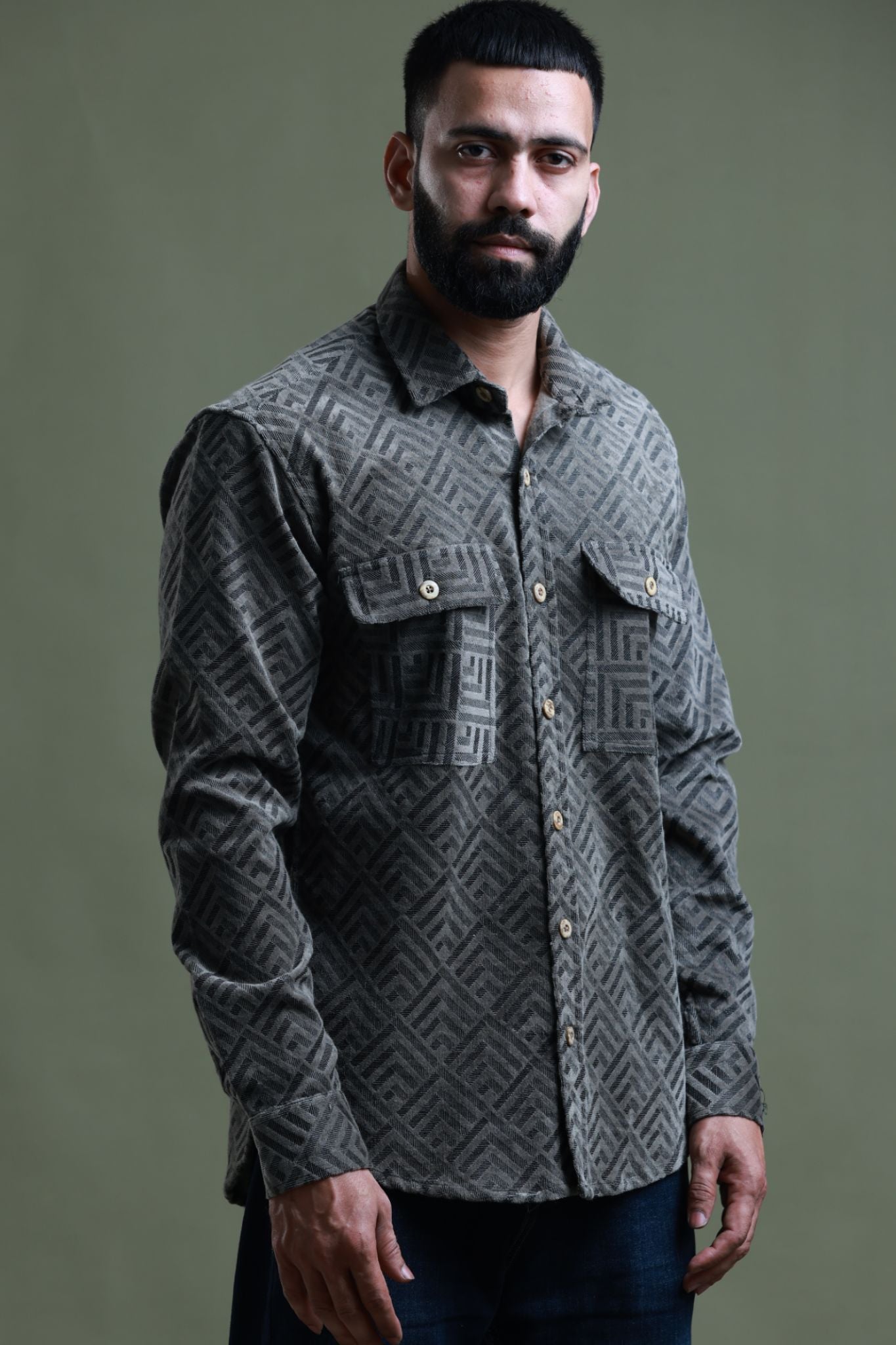 Mishor Printed Corduroy Shirt