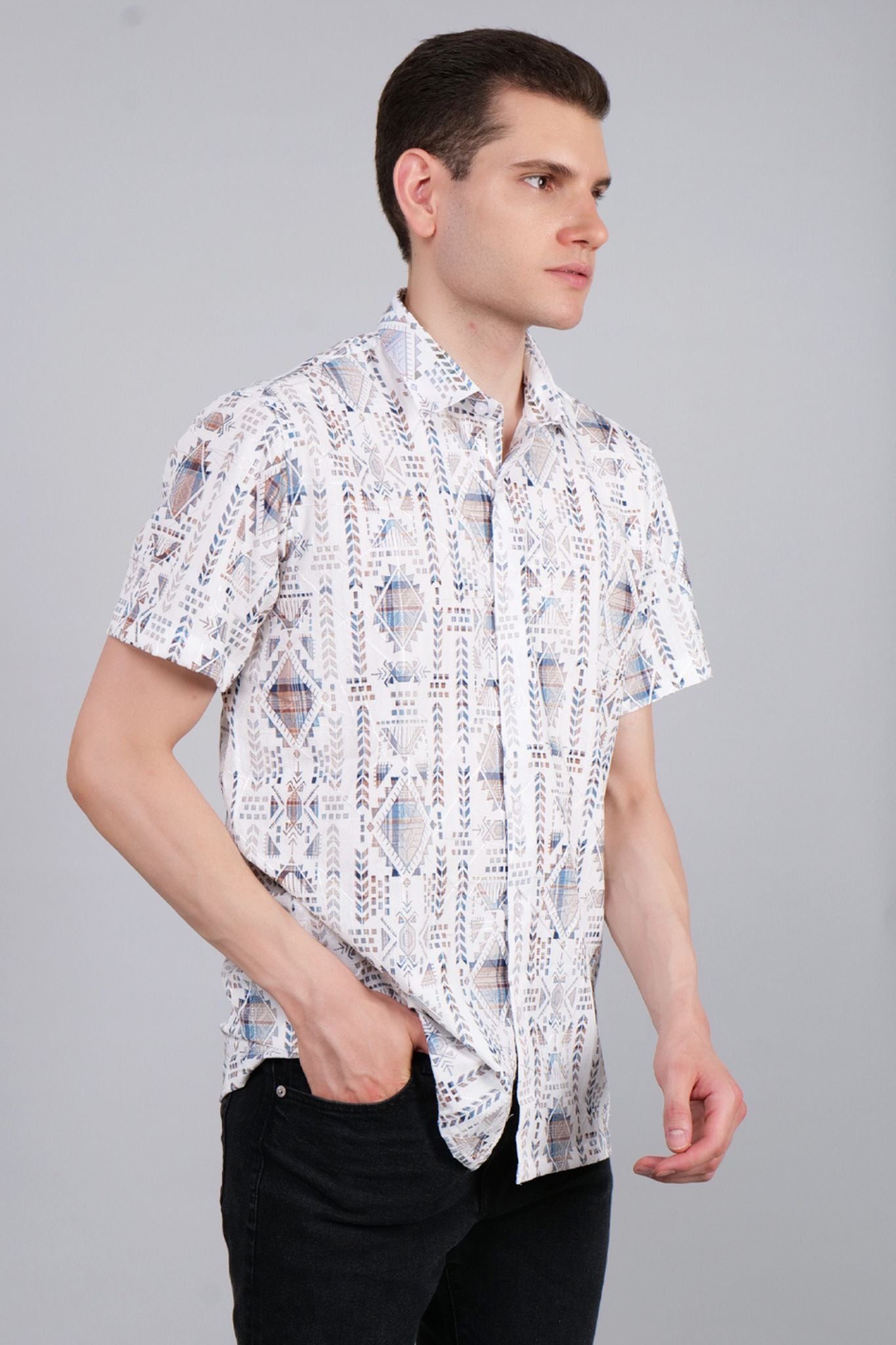 Kaleidoscopic Printed Half Sleeve Shirt