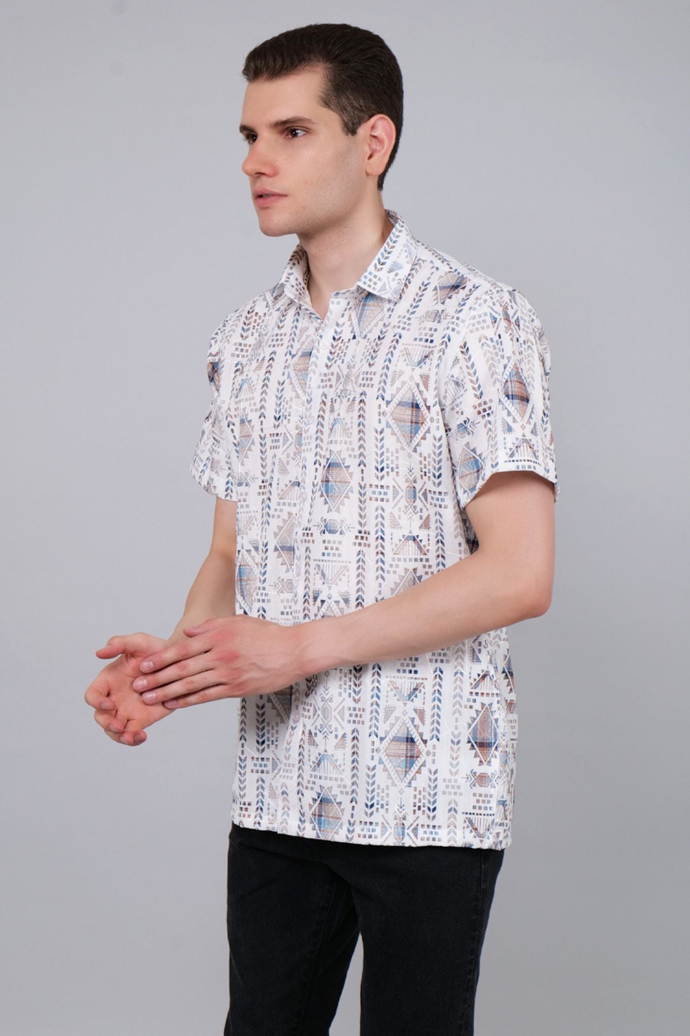 Kaleidoscopic Printed Half Sleeve Shirt